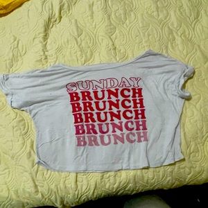 white crop top “sunday brunch”